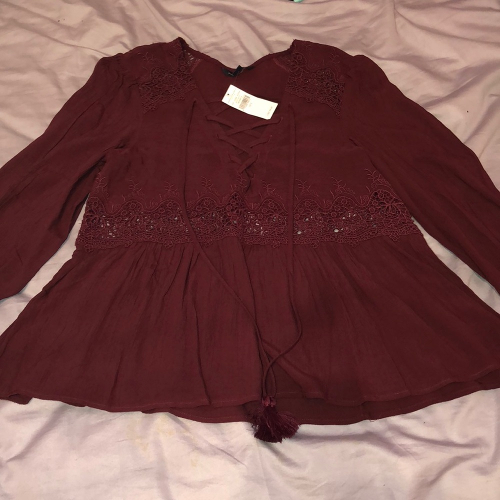 New American Eagle Maroon Blouse, size s
